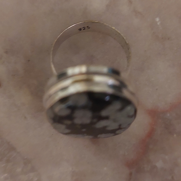Snowflake Obsidian Large Oval Ring - Picture 3 of 5